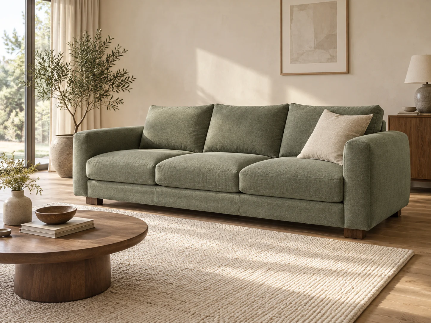 AI-generated concept of a sofa in a styled living room